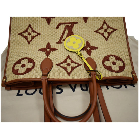 Louis Vuitton Tan Raffia Giant Monogram OnTheGo MM On the go New