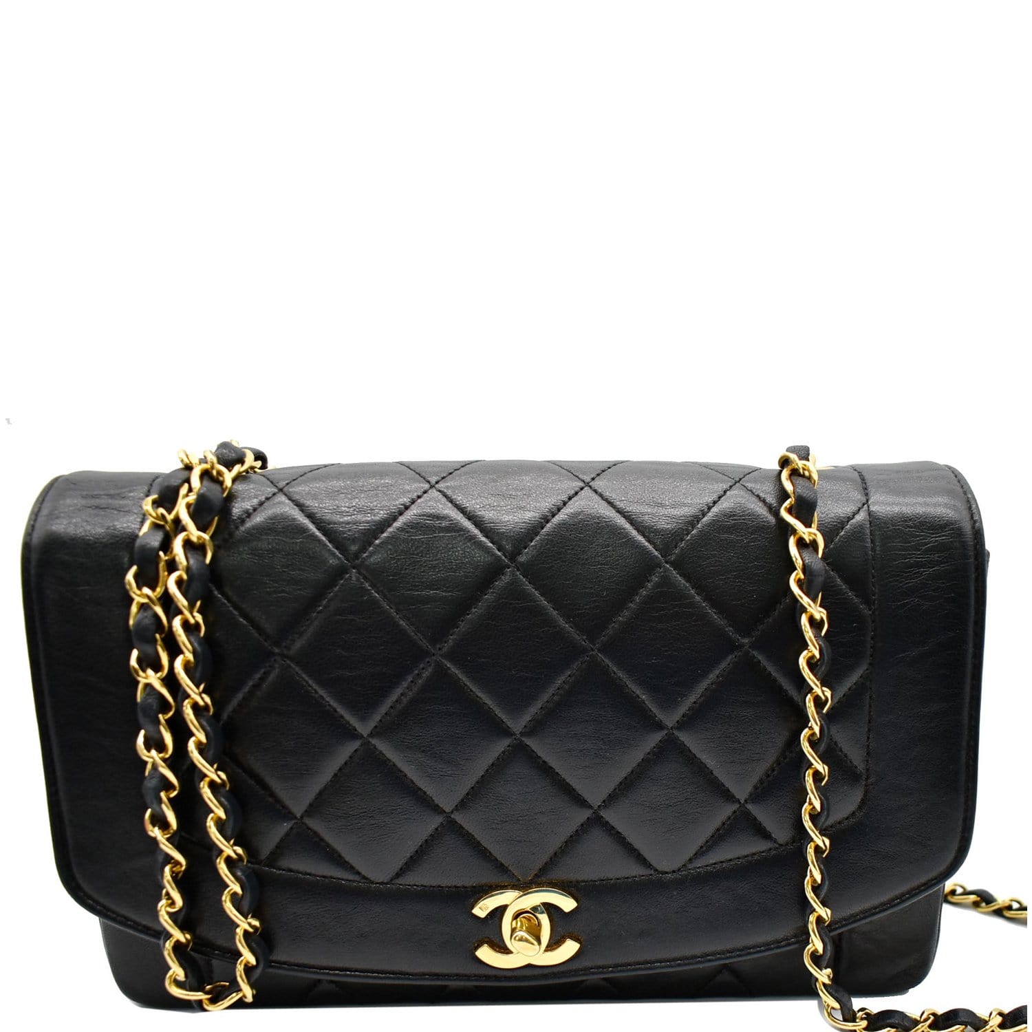 Chanel CHANEL Cabia Skin Diana Flap Chain Shoulder Bag Black P13334 – NUIR  VINTAGE