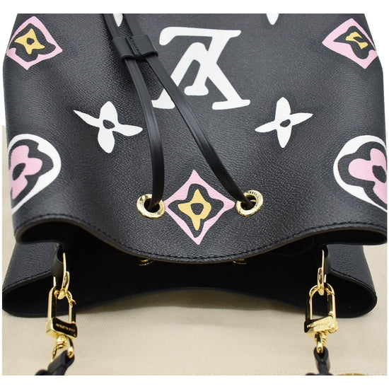 Louis Vuitton, Bags, Louis Vuitton Neo Noe Mm Black Bucket Bag Wild At  Heart Giant Monogram Pink