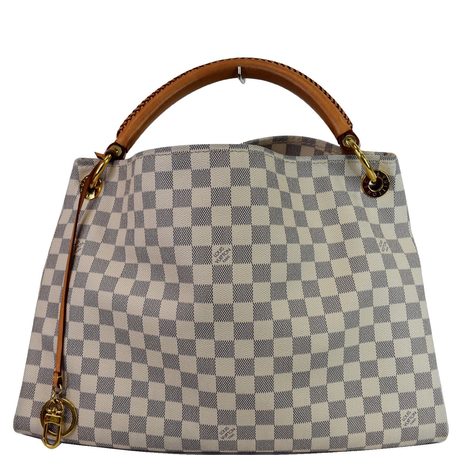 Auth Louis Vuitton Totally GM White Checkered Coated Canvas