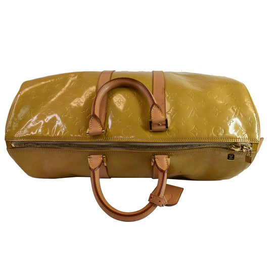 Louis Vuitton Yellow Monogram Vernis Mercer Keepall Duffle Bag Leather  ref.297444 - Joli Closet