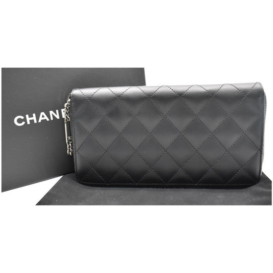 Chanel Black Quilted Leather Cambon Line Zippy Organizer Wallet 862616