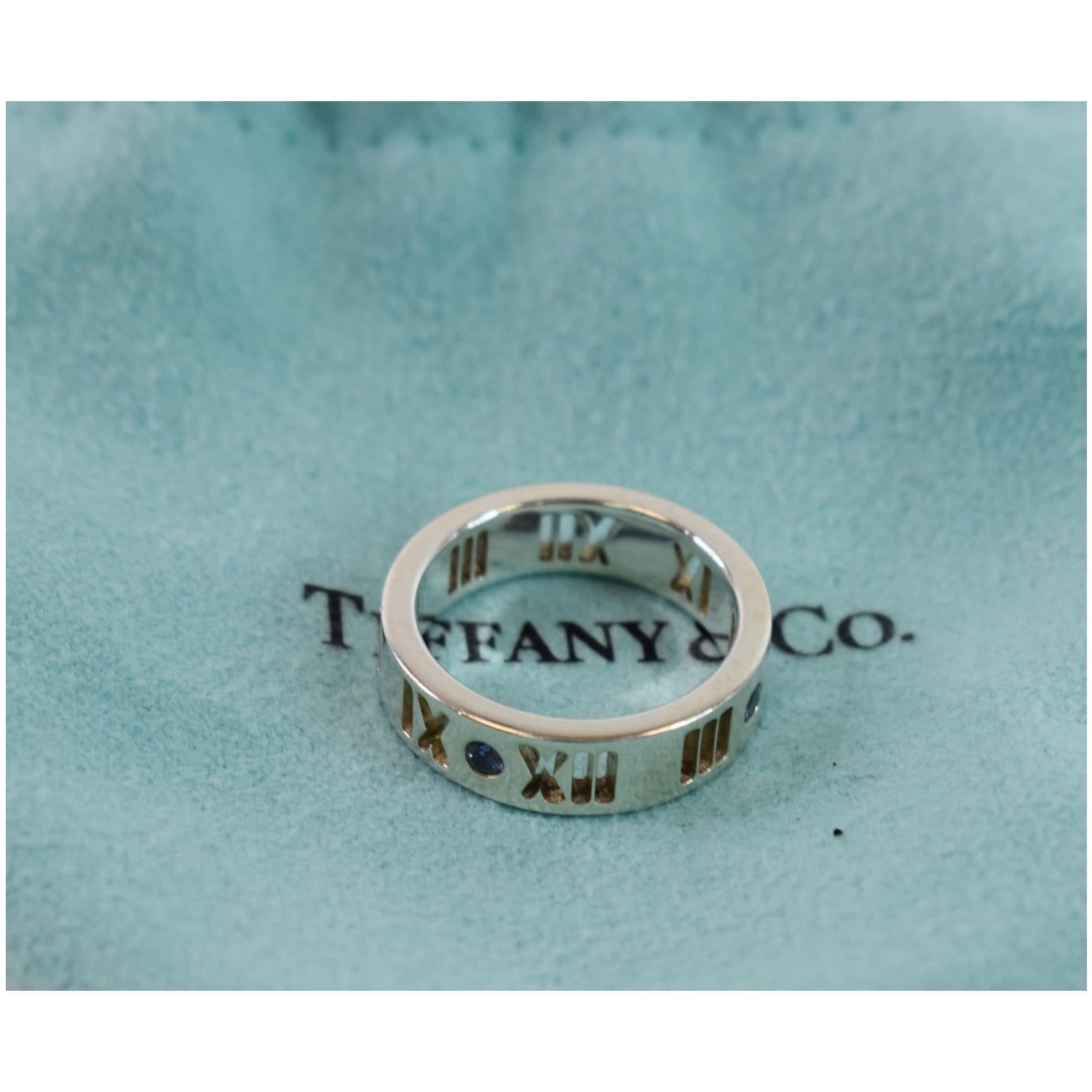 Tiffany Co Atlas Pierced Diamond Ss Ring Ag 925
