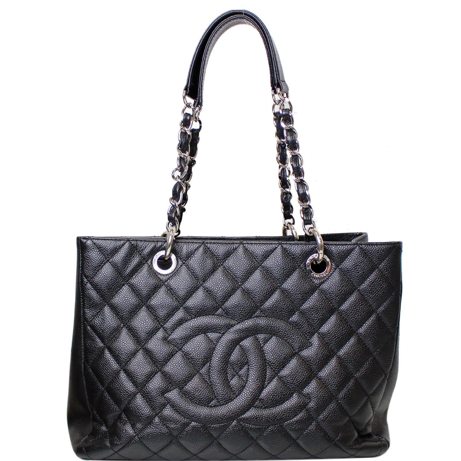 chanel shopping bag leather black