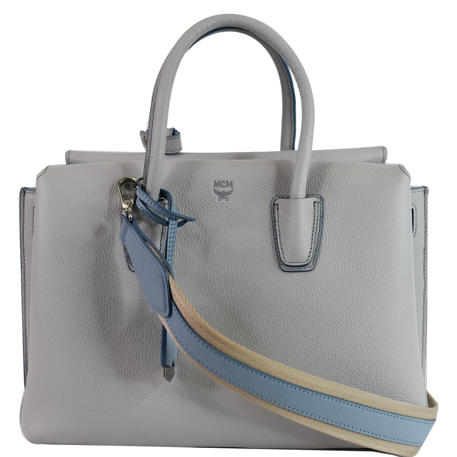 MCM Blue/Grey Leather Mini Milla Tote at 1stDibs