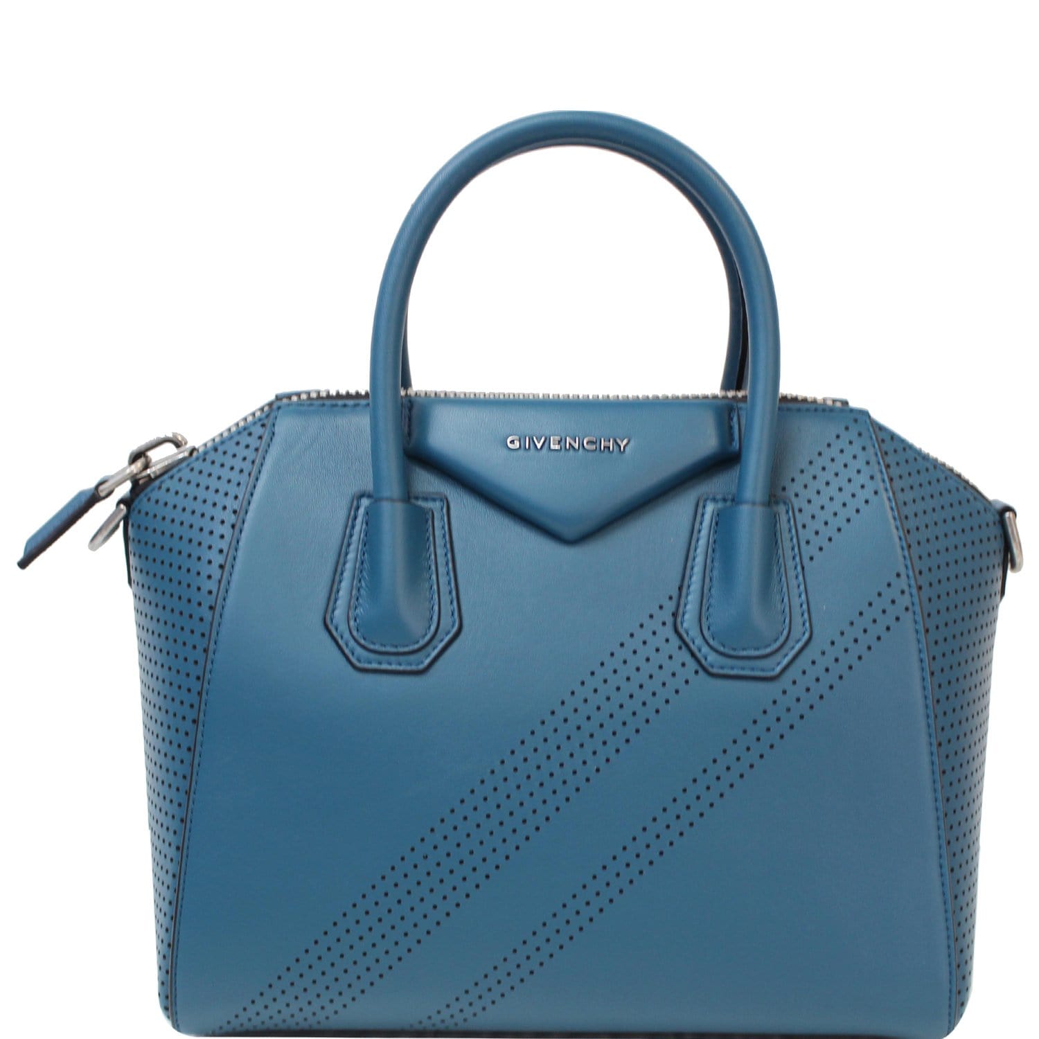 GIVENCHY Small Antigona Perforated Leather Satchel Bag Ocean Blue