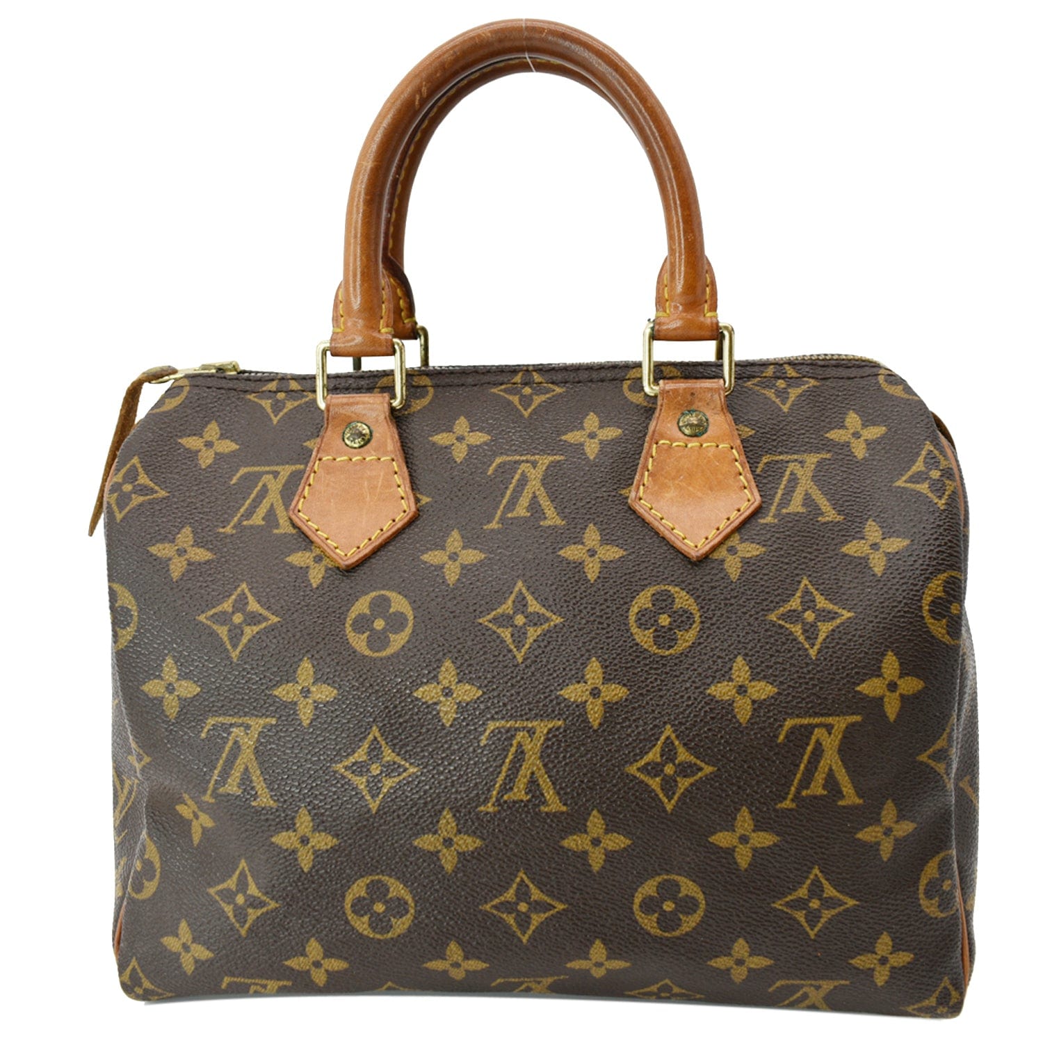 LOUIS VUITTON Speedy 25 Monogram Satchel Bag Brown