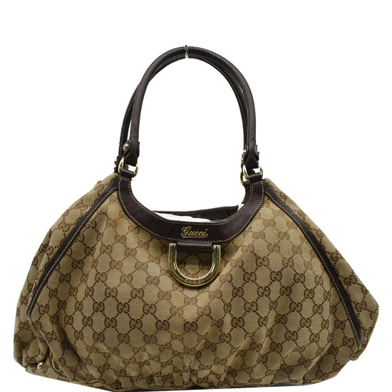  Gucci Women's Pre-Loved Abbey D-Ring Hobo Bag, Brown