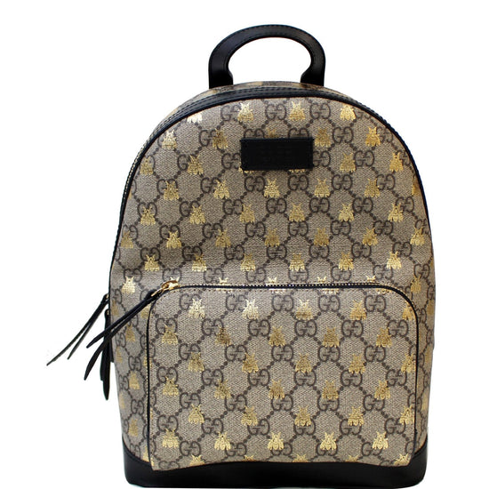 Gucci Black/Beige GG Supreme Coated Canvas And Leather Bees Backpack Gucci