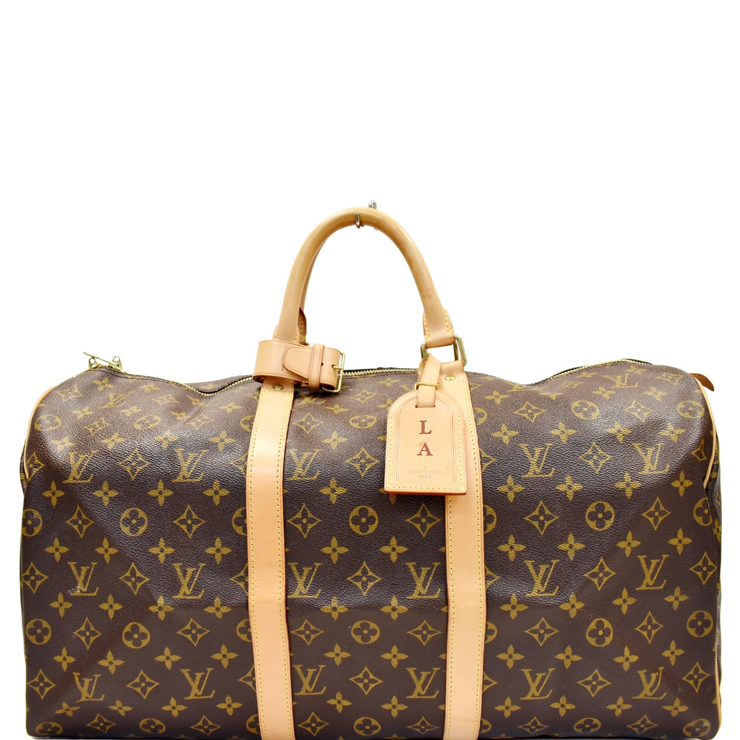 Keepall cloth travel bag Louis Vuitton Brown in Cloth - 25491584