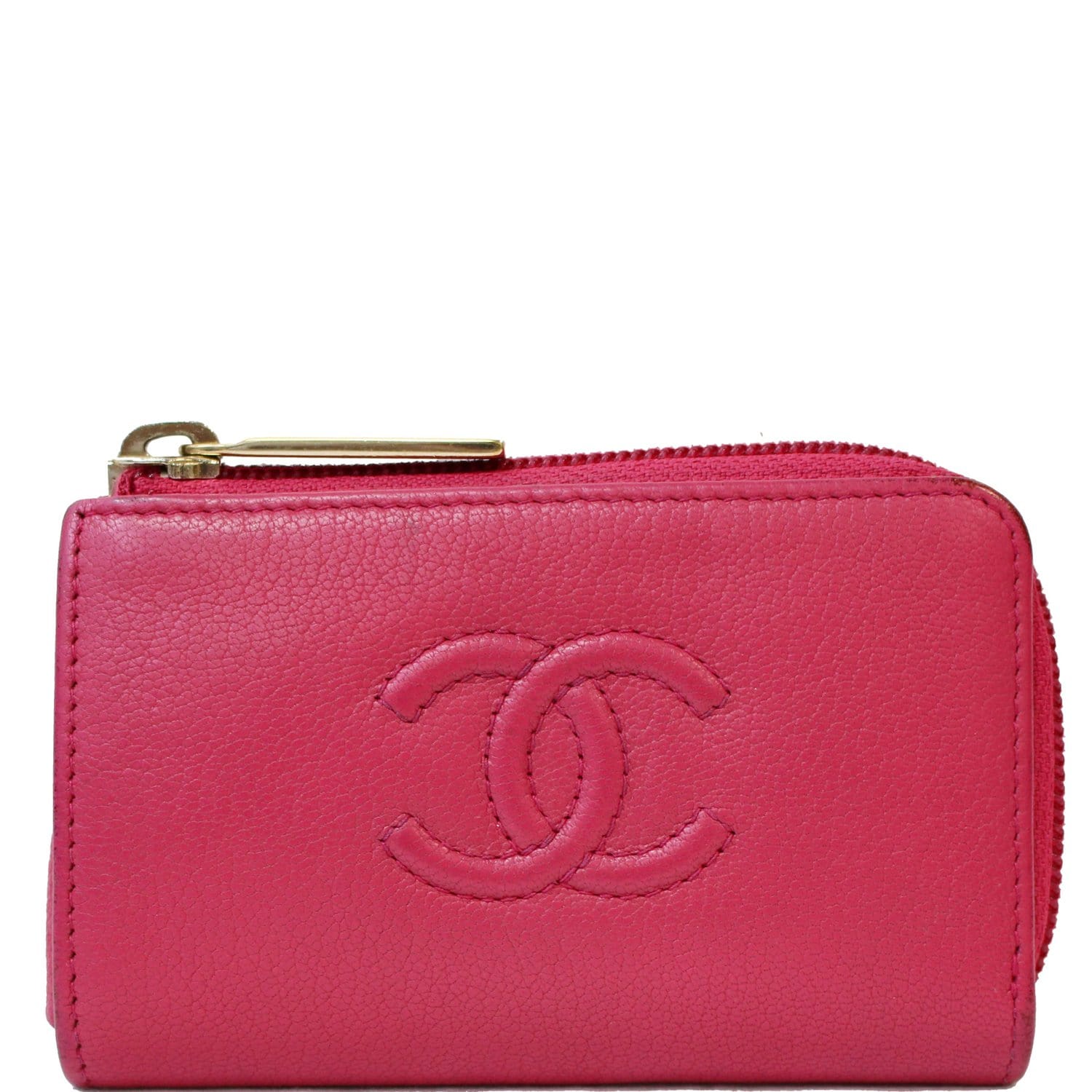 Chanel Pink Quilted Caviar Leather CC Zip Coin Purse Chanel