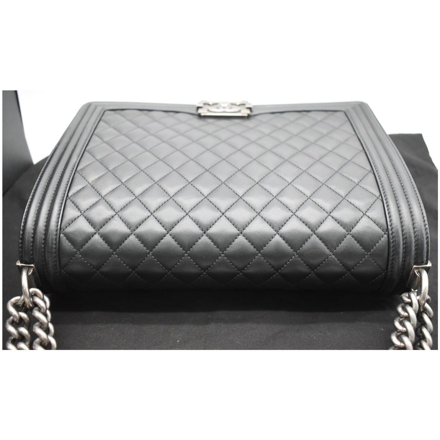 CHANEL Large Boy Flap Calfskin Quilted Leather Shoulder Bag Black- 10%