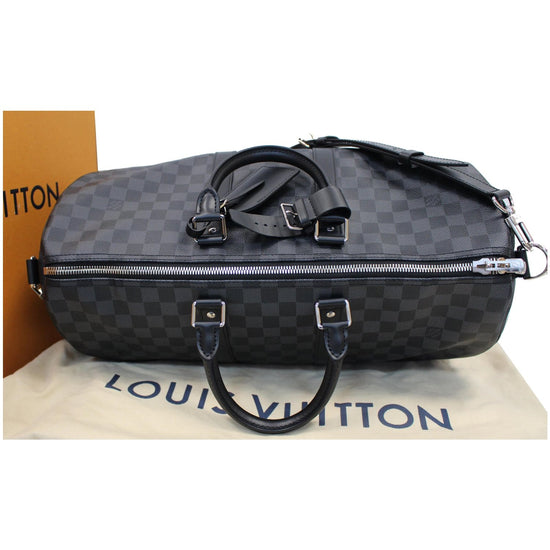 Louis Vuitton Black Damier Graphite Keepall Bandouliere 45 duffle bag  Leather ref.310662 - Joli Closet
