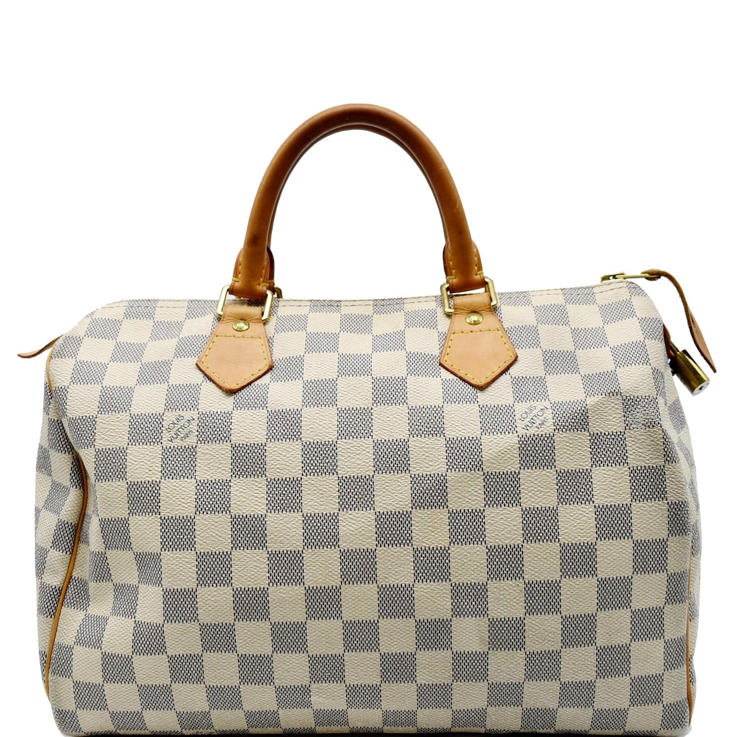 LOUIS VUITTON Speedy 30 Damier Azur Satchel Bag White