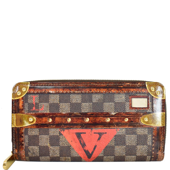 LOUIS VUITTON Transformed Damier Ebene Time Trunk Zippy Wallet Black 