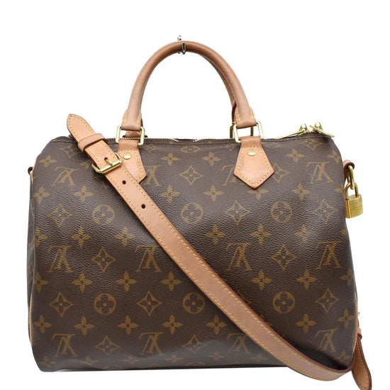 LOUIS VUITTON Speedy 30 Bandouliere Monogram Canvas Shoulder Bag Brown