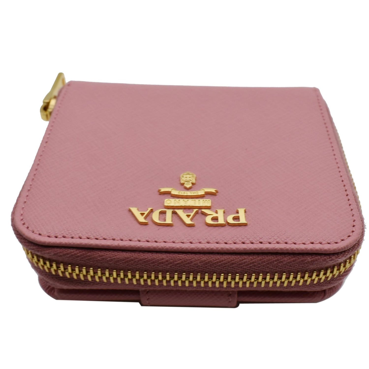 PRADA Small Saffiano Leather Zip Around Wallet Pink- 15% OFF