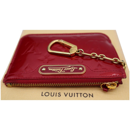 New Louis Vuitton Red Vernis Leather Pochette Cle Key Coin Pouch Case –  Italy Station