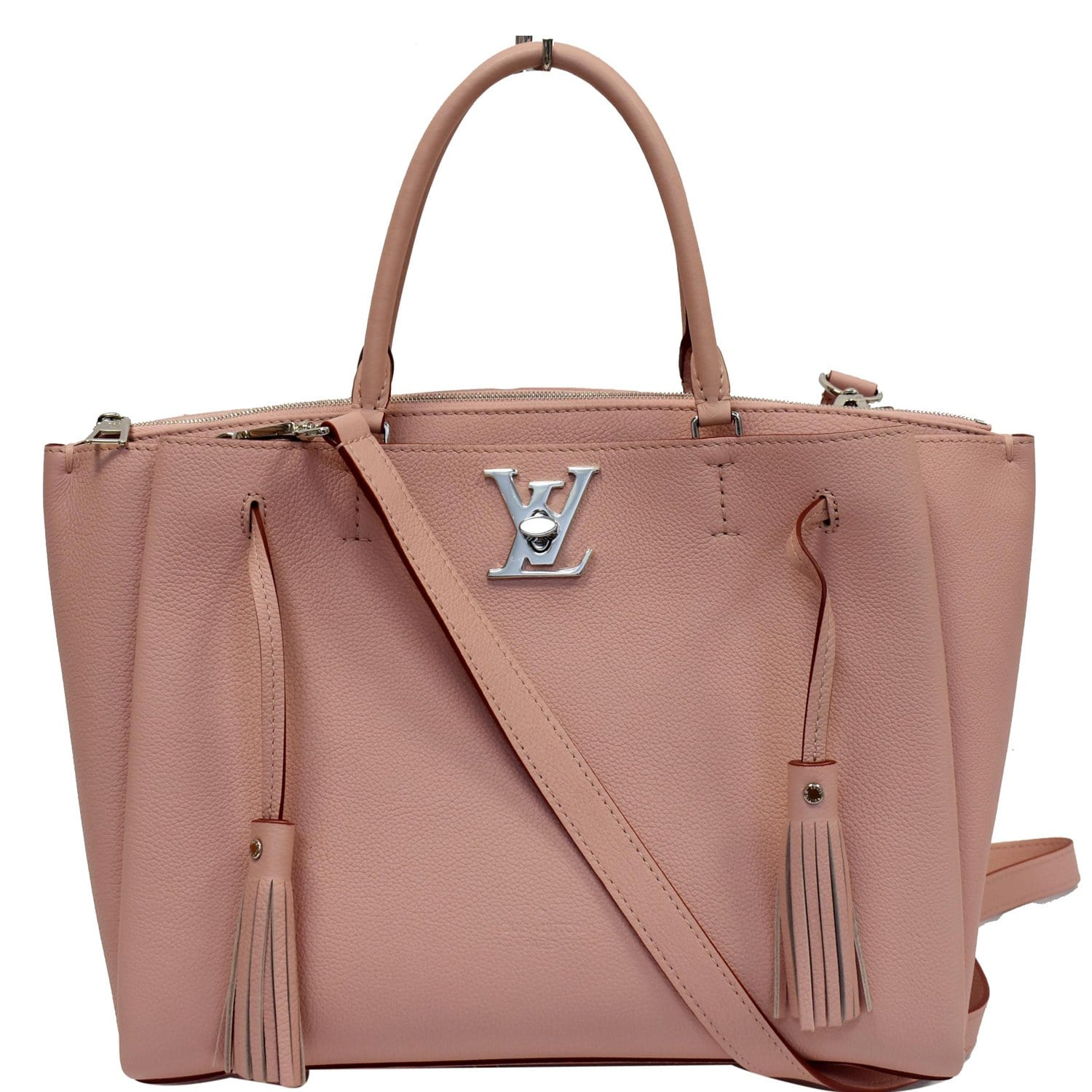 Louis Vuitton Pink Lockit Chain Leather Tote Bag Metal Pony-style calfskin  ref.234134 - Joli Closet