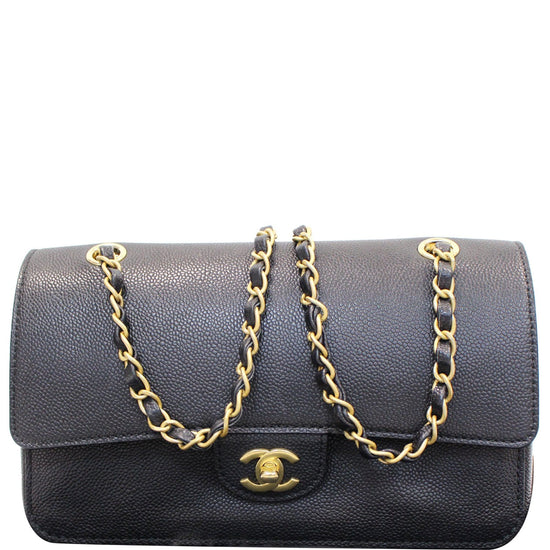 Chanel Beige Caviar Leather Medium Classic Pure Double Flap Bag Chanel