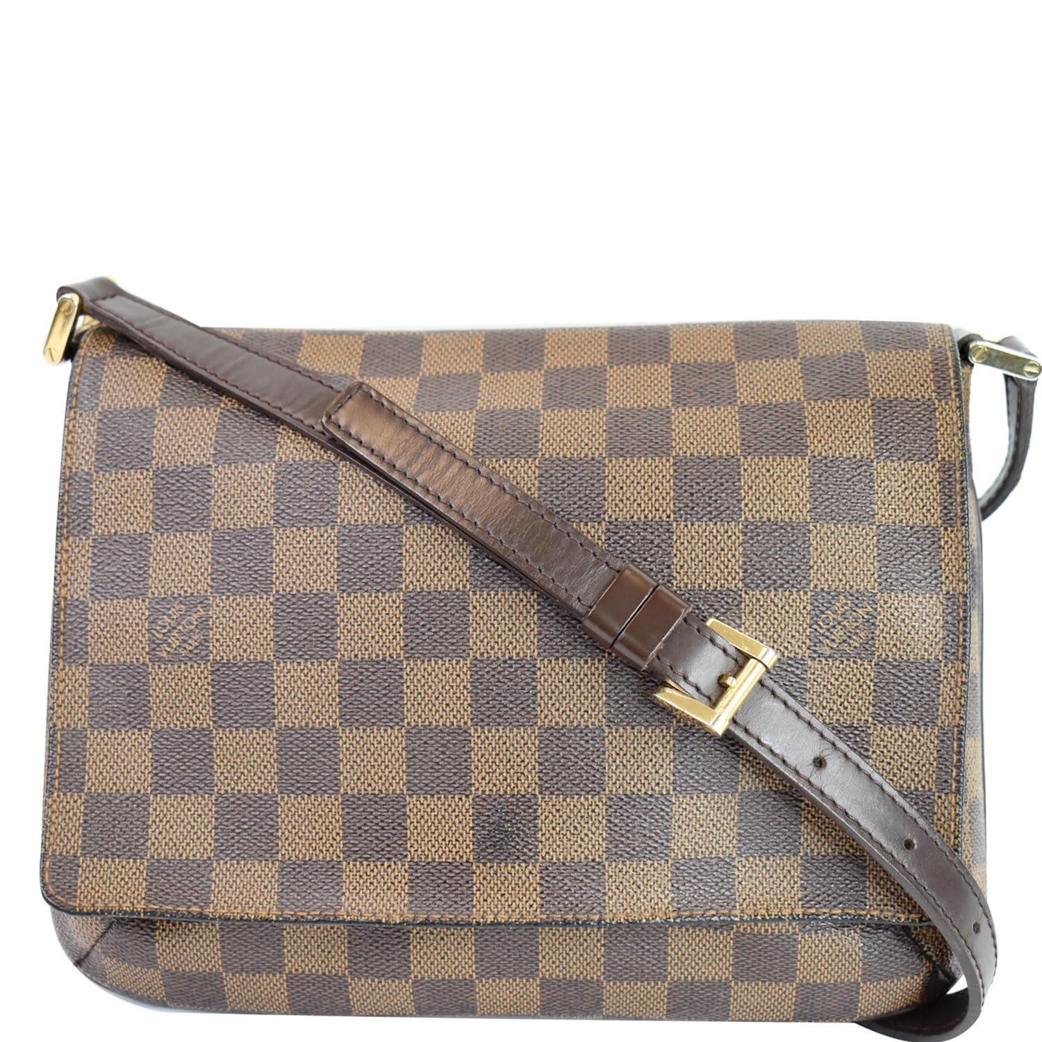 Authentic Louis Vuitton Damier Ebene Musette Tango Leather Shoulder Bag  Purse