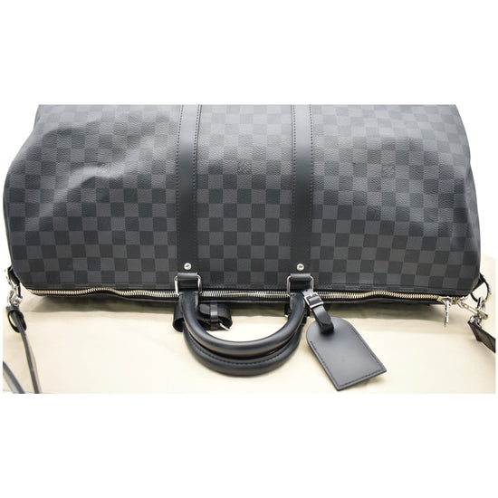 LOUIS VUITTON Damier Graphite Keepall Bandouliere 55 ❤ liked on