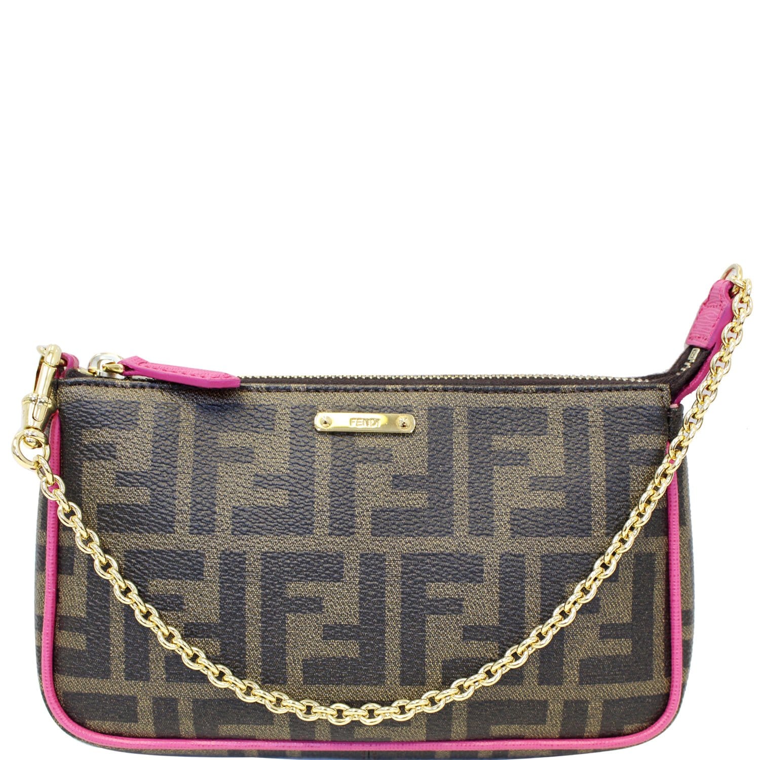 Fendi Zucca Spalmati Pink Pochette Bag ○ Labellov ○ Buy and Sell Authentic  Luxury