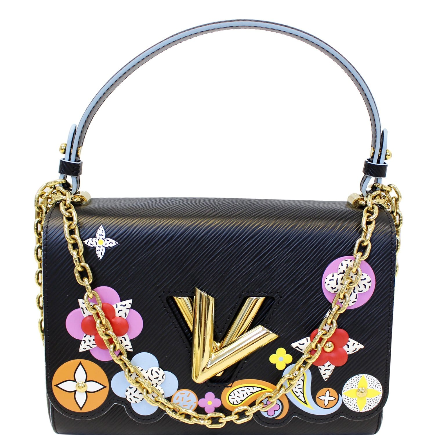 LOUIS VUITTON Flower Twist MM Epi Leather Shoulder Bag Black-US