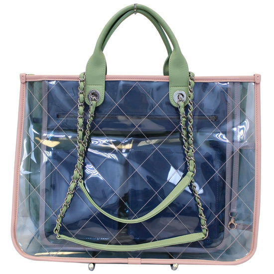 CHANEL PVC Lambskin Stitched Medium Coco Splash Shopping Bag Blue