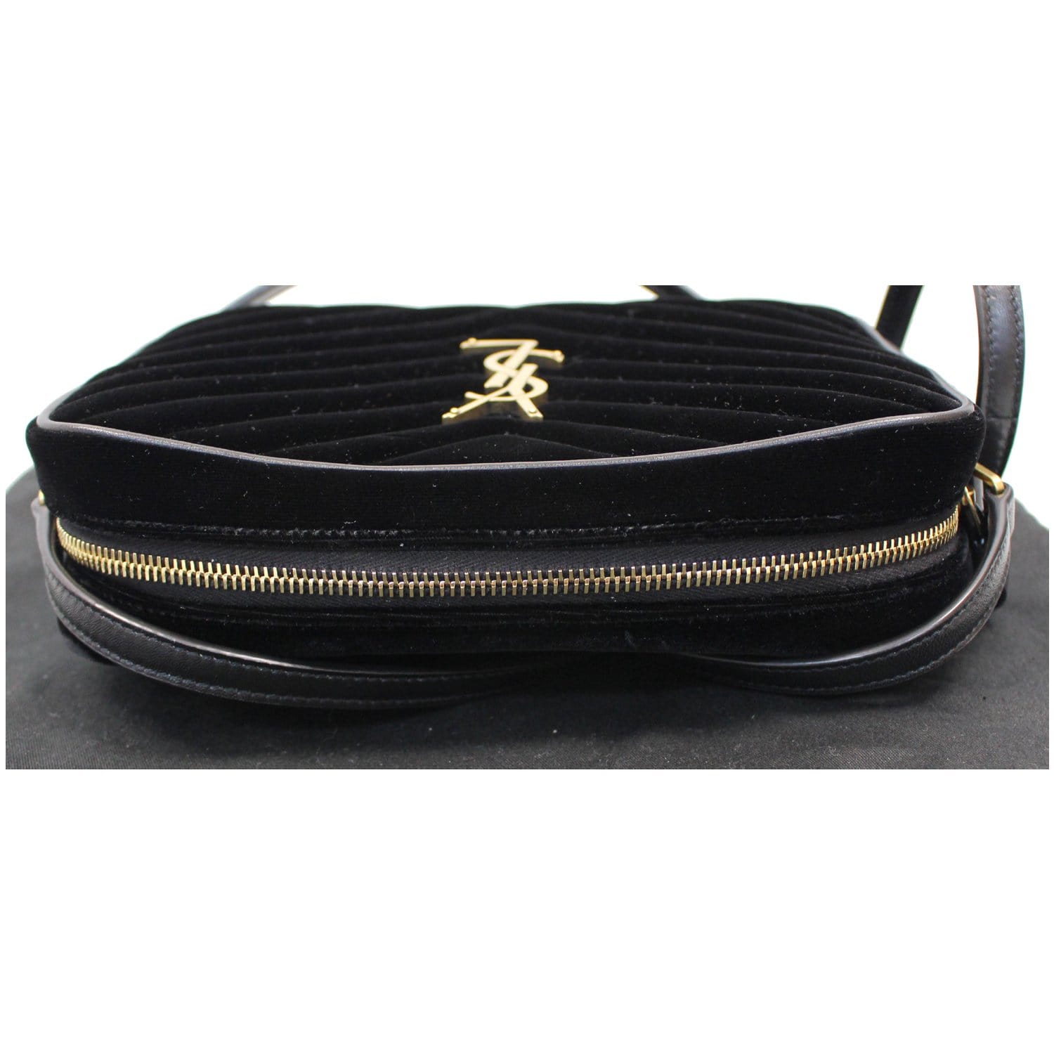 YVES SAINT LAURENT Camera Velvet Crossbody Bag Black