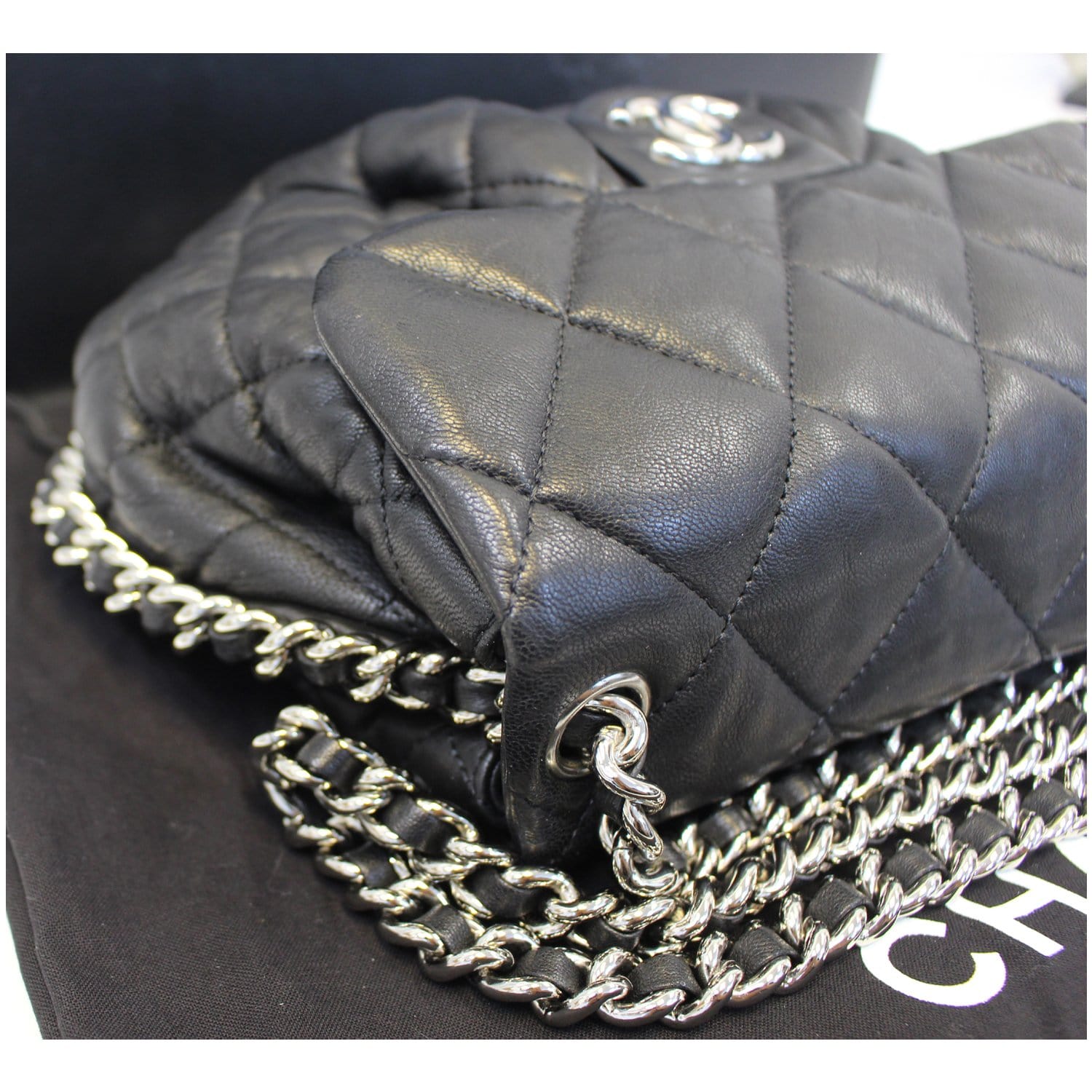 CHANEL Chain Around Quilted Leather Flap Shoulder Crossbody Bag Black-US
