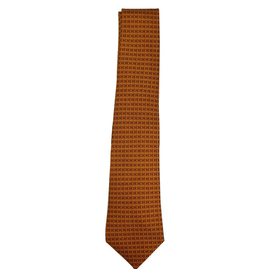 Hermes Men's Silk Neck Tie Orange - Hermes Preloved Neck Tie