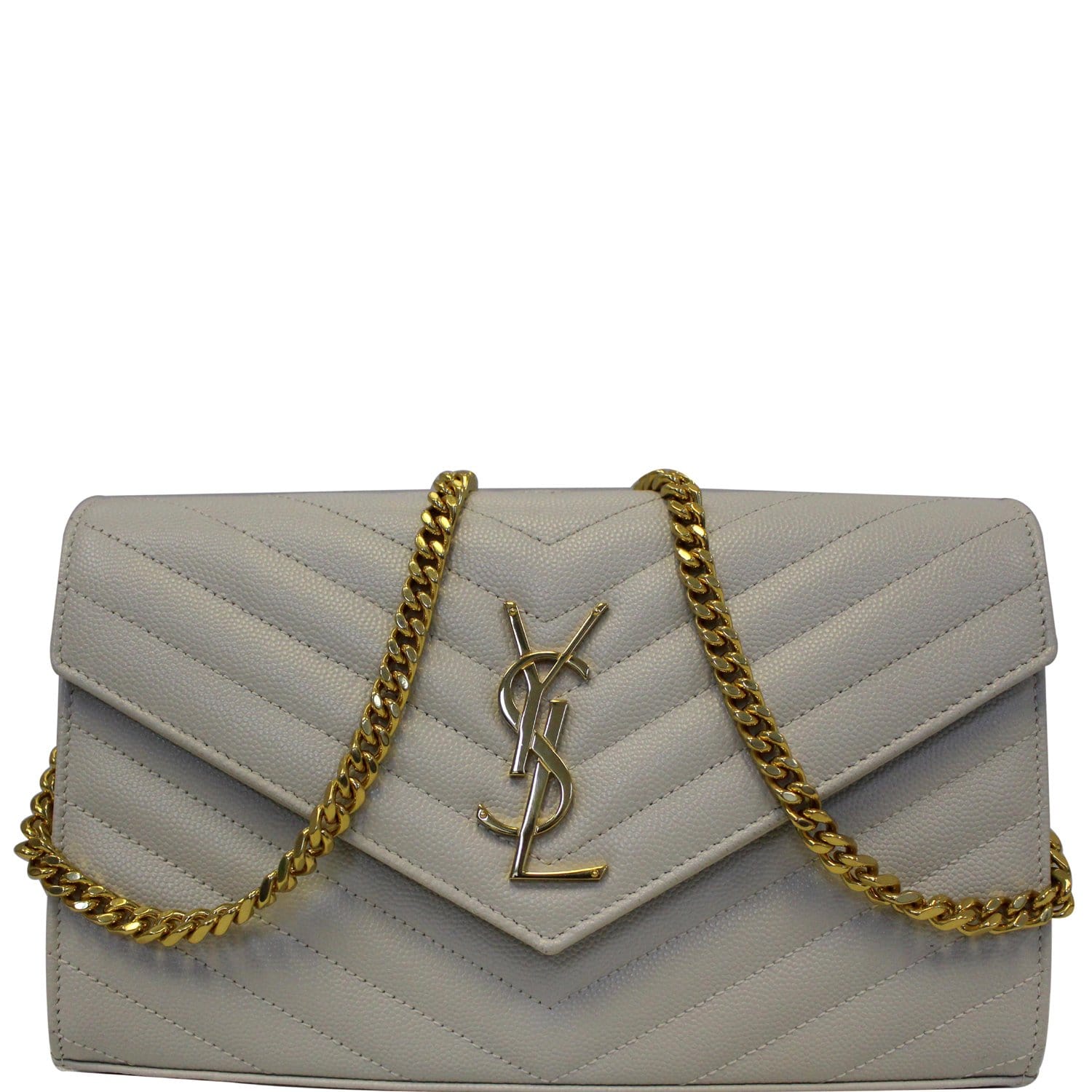 Saint Laurent YSL Quilted Satin Wallet on Chain in 2023
