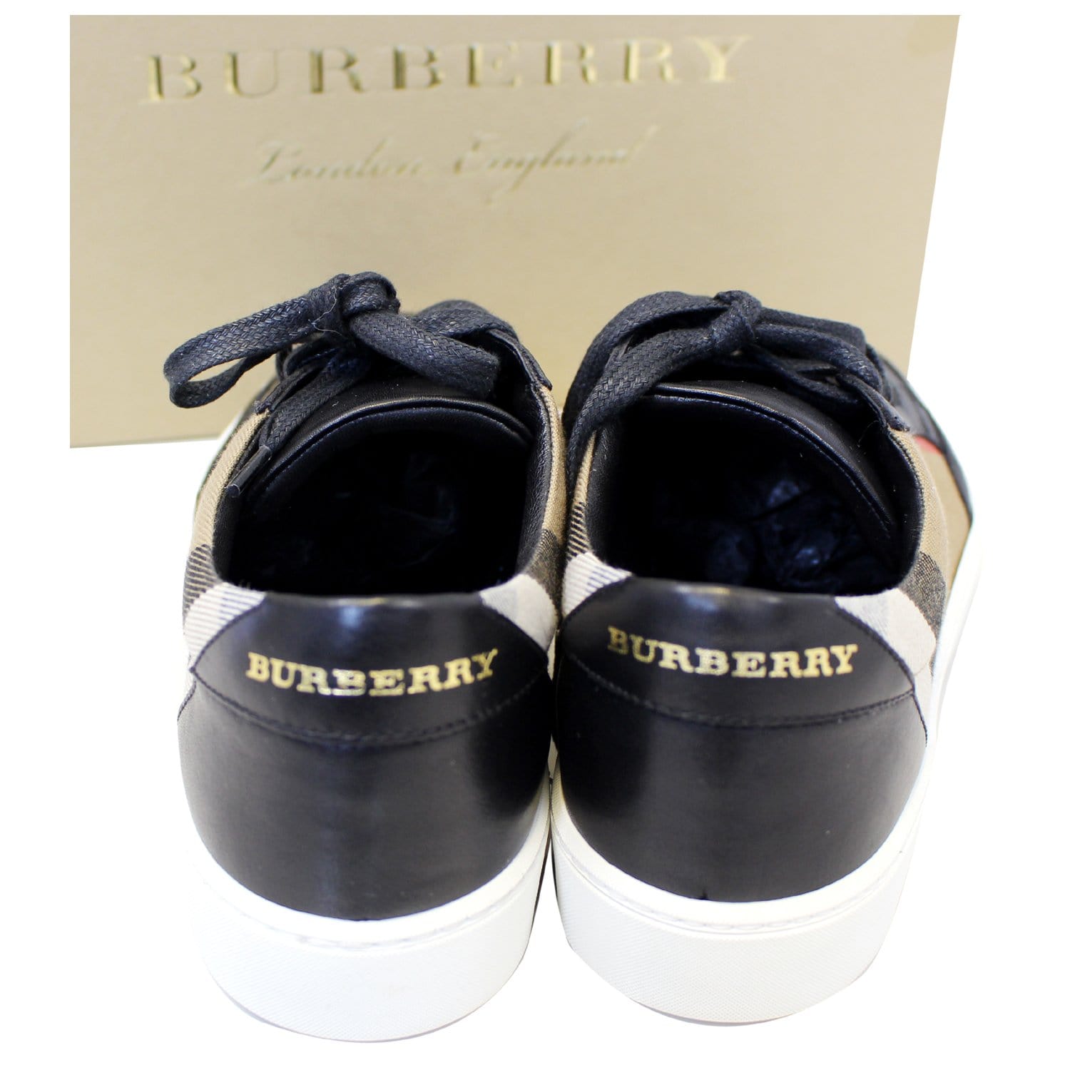 Burberry Salmond House Check Leather Sneakers Size 39