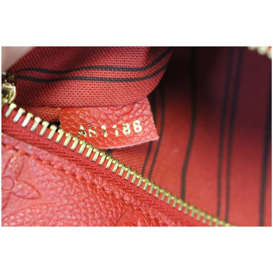 Louis Vuitton Pochette Metis Monogram Empreinte now on luxeitfwd.com.au 💕  Featuring a raspberry red monogram empreinte leather exterior…