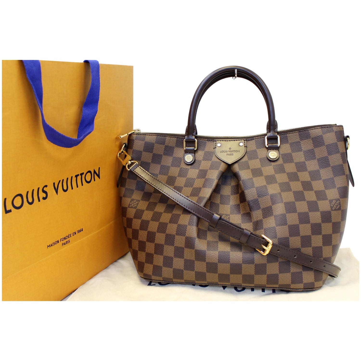 Louis Vuitton Damier Ebene Siena PM Shoulder Bag Brown