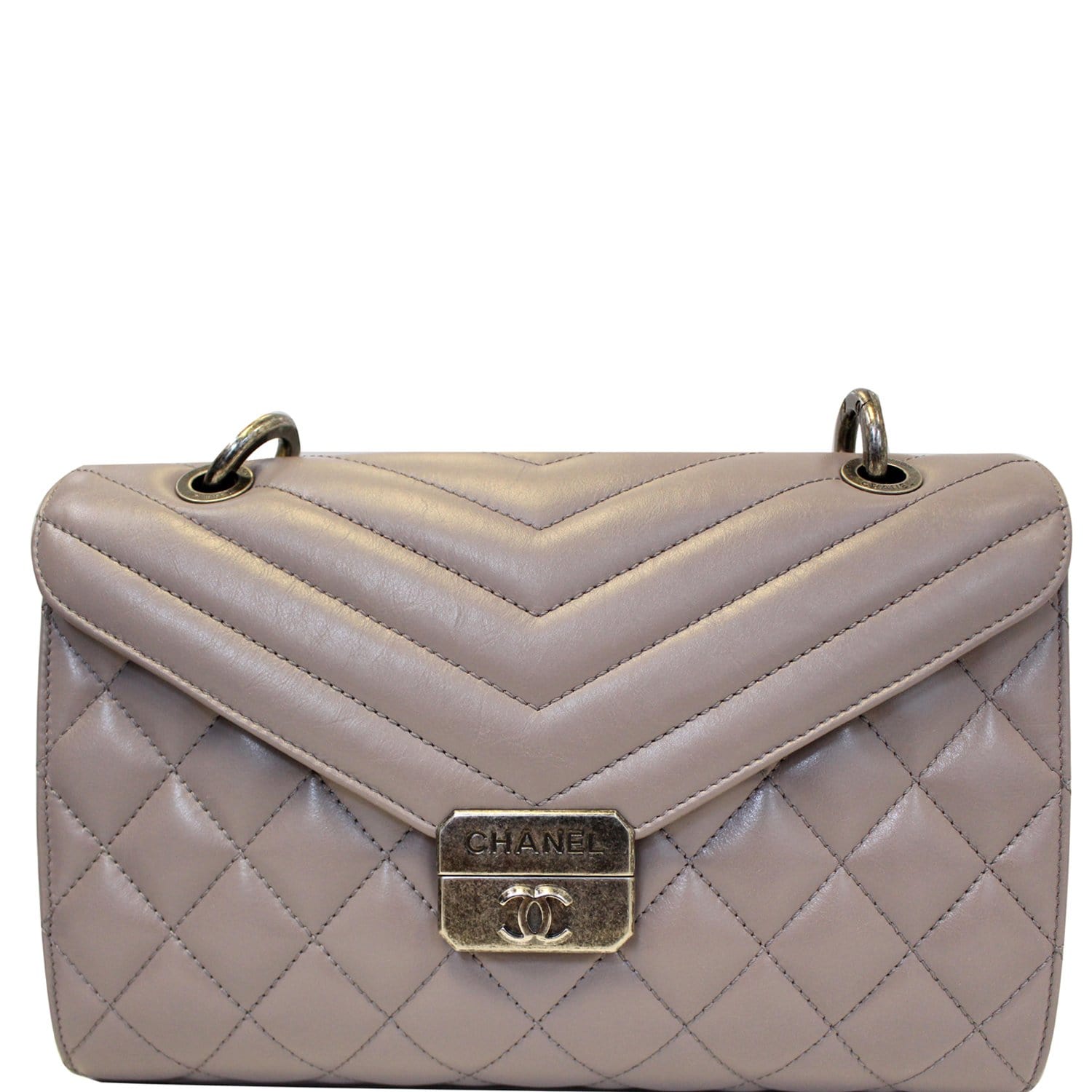 Chanel Flap Bag Quilted Sheepskin with Handle Lilac