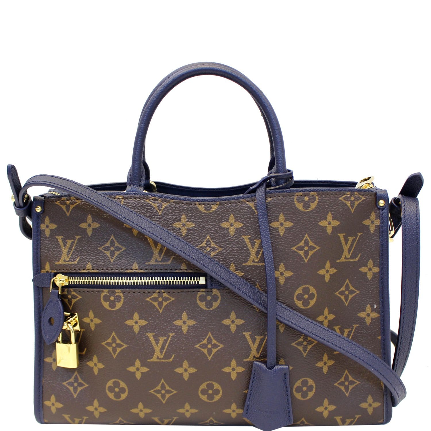 Louis Vuitton Brown Monogram Popincourt Satchel Shoulder Handbag Marine Blue