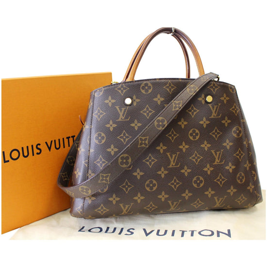 Montaigne cloth handbag Louis Vuitton Brown in Cloth - 22961791