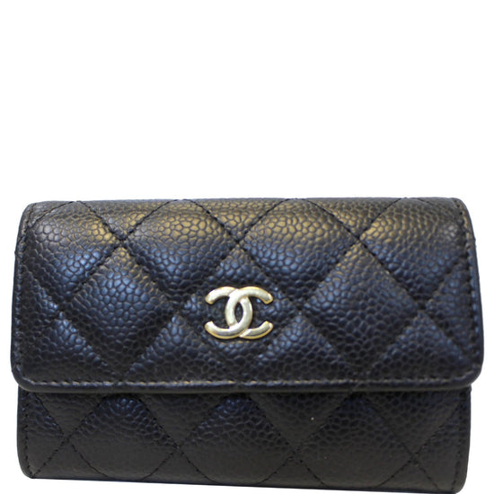 CHANEL Flap Caviar Leather Card Holder Black