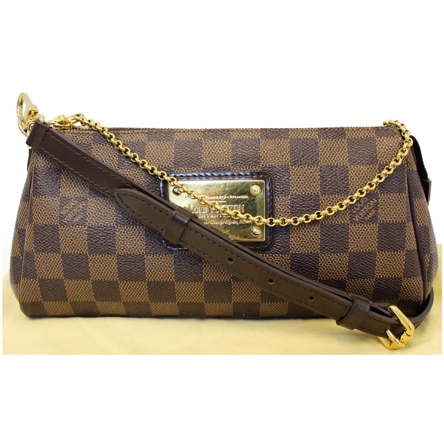 Louis Vuitton Pochette Eva Damier Ebene Clutch Crossbody Bag