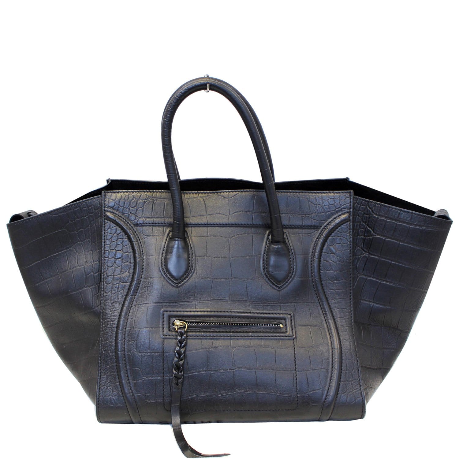 CELINE Medium Phantom Luggage Croc Stamped Embossed Leather Tote