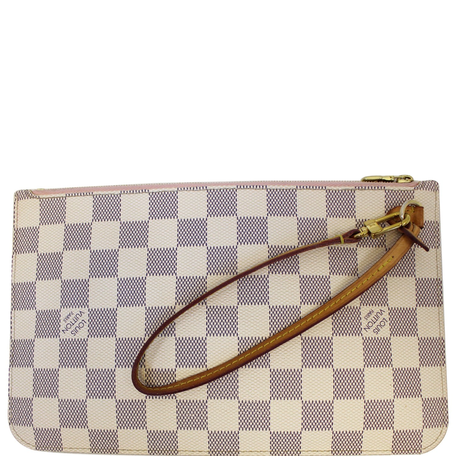 Louis Vuitton Zip Pochette Pouch Wristlet from Neverfull GM in Damier Azur  with Rose Ballerine Lining - SOLD