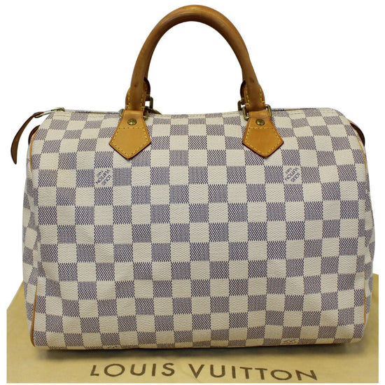 LV Louis Vuitton Damier White Speedy 30 Mini Duffle Handbag Purse Classic  Bag