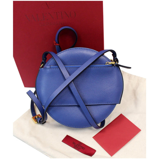 VALENTINO VLogo Round Calfskin Crossbody Bag Blue-US