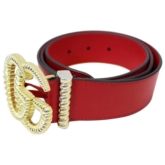 Gucci Red Leather Torchon Chain GG Buckle Belt 95CM Gucci