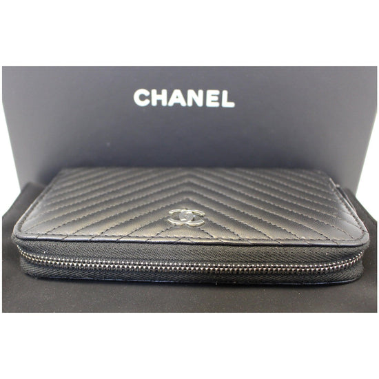 Chanel Zip Around Wallet Chevron Lambskin Small