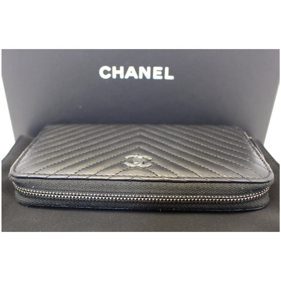 Chanel Zip Around Wallet Chevron Lambskin Small at 1stDibs