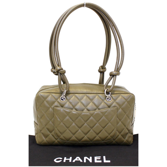 CHANEL Cambon Line Leather Shoulder Bag Dark Green