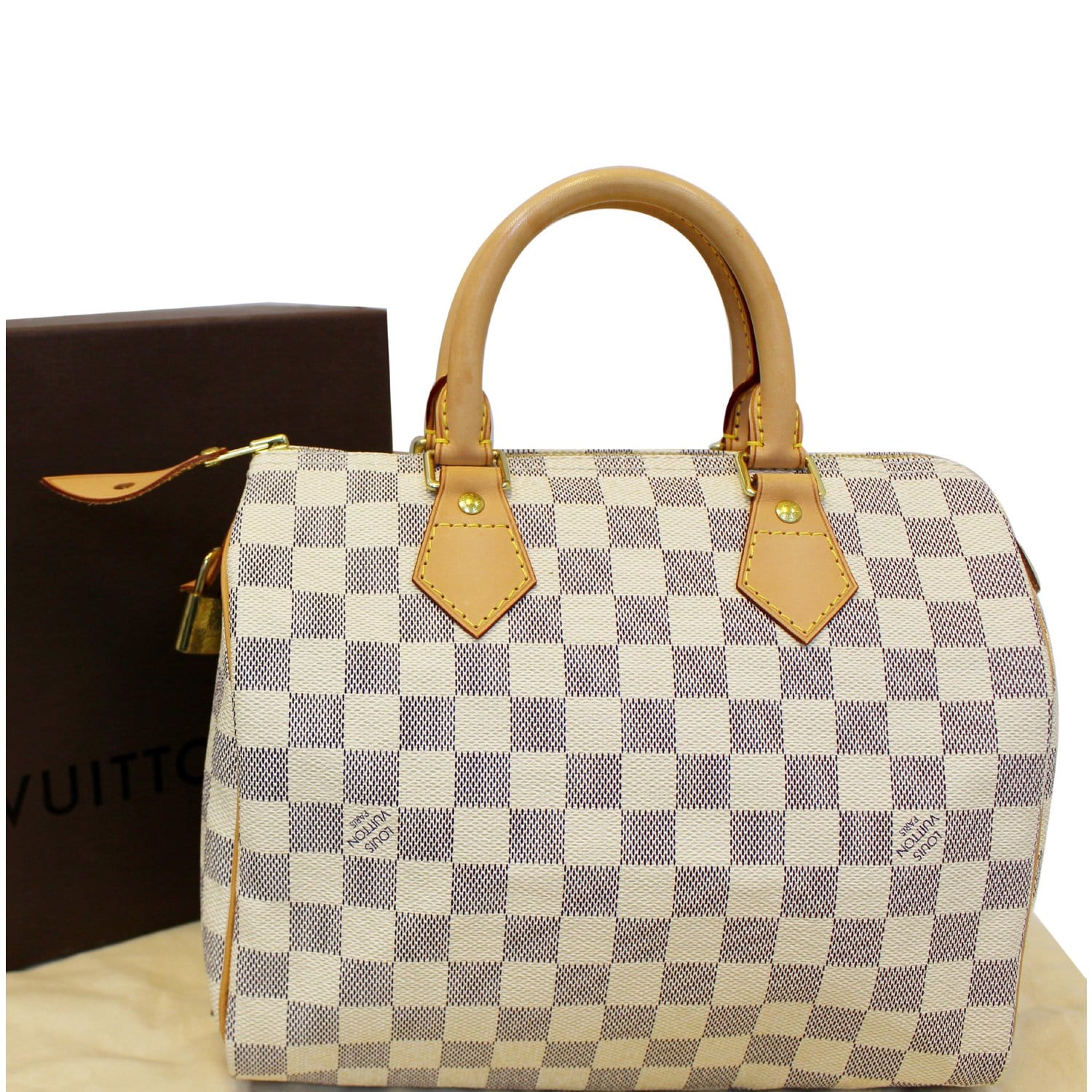 Authentic Louis Vuitton Speedy 25 Damier Ebene M41532 Guarantee Boston Bag  LD473